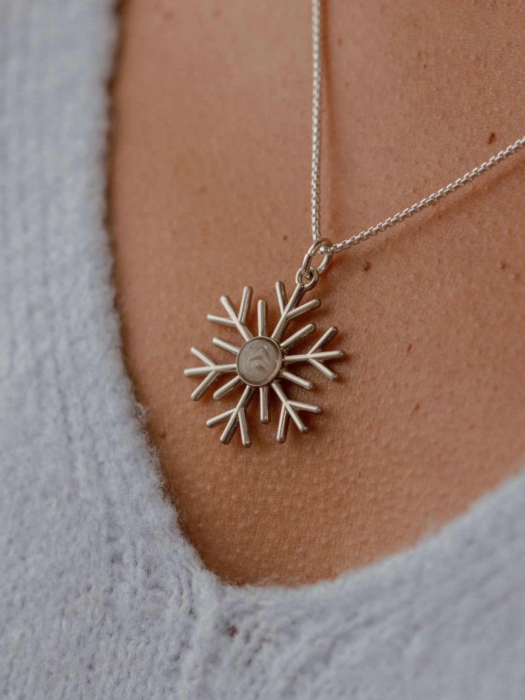 Snowflake Cremation Necklace in Sterling Silver