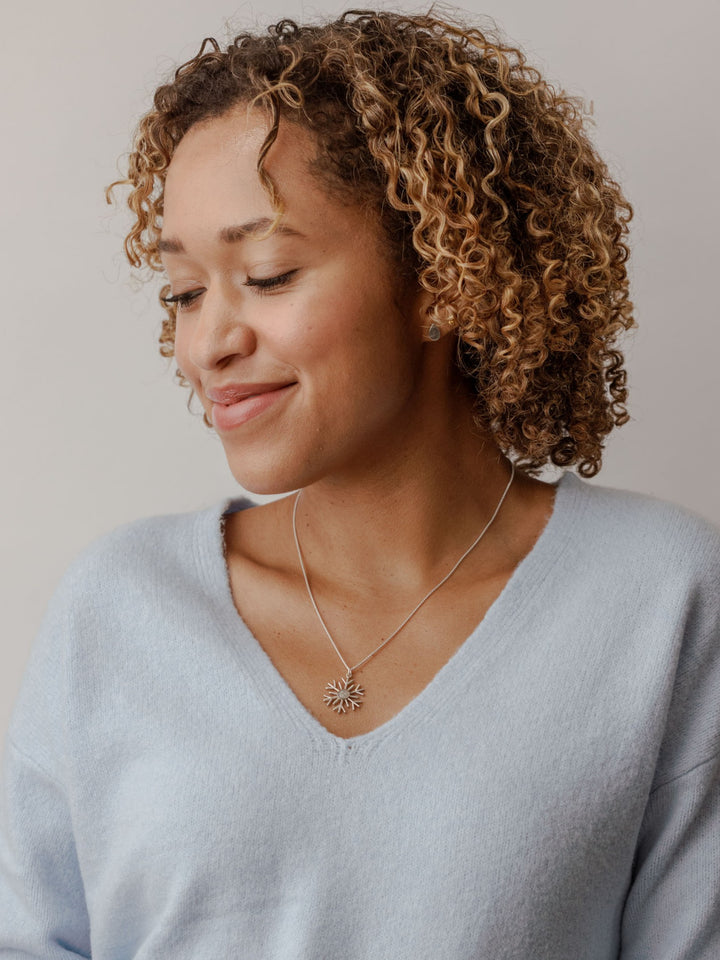 Snowflake Cremation Necklace in Sterling Silver