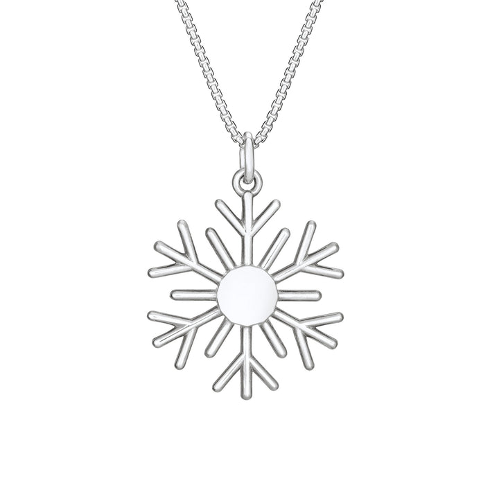 Back of Close By Me's Sterling Silver Snowflake Cremation Necklace