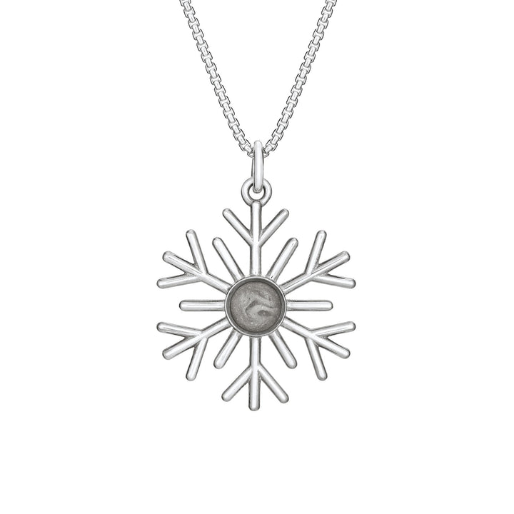Front of Close By Me's Sterling Silver Snowflake Cremation Necklace