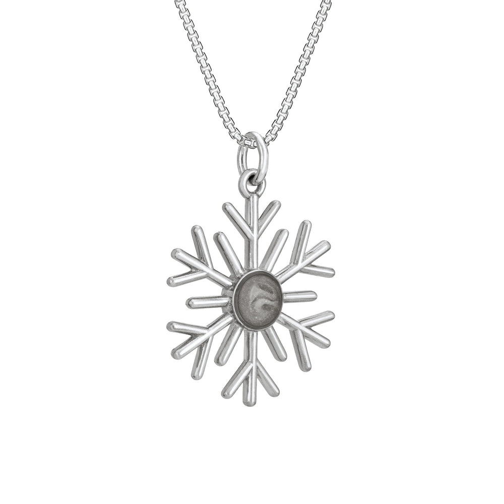Side of Close By Me's Sterling Silver Snowflake Cremation Necklace