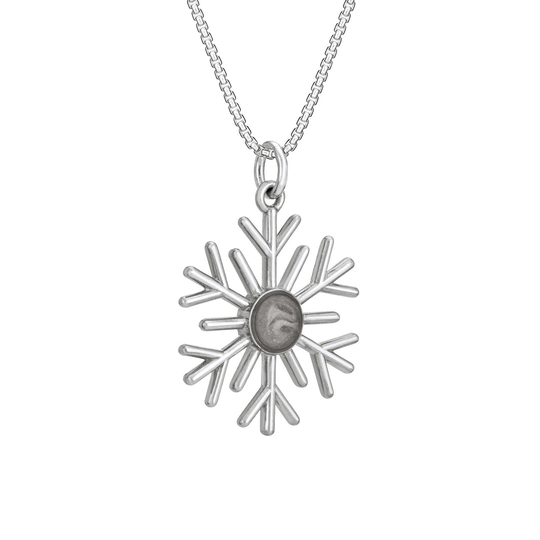 Side of Close By Me's Sterling Silver Snowflake Cremation Necklace