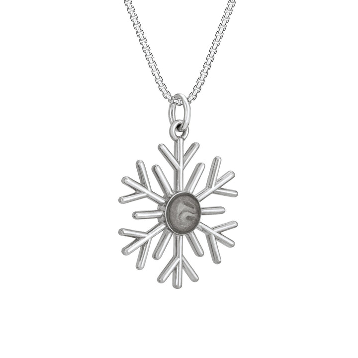 Side of Close By Me's Sterling Silver Snowflake Cremation Necklace