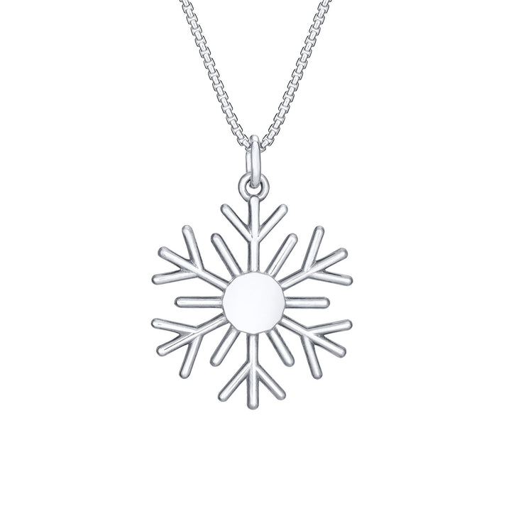 Back of Close By Me's 14K White Gold Snowflake Cremation Necklace