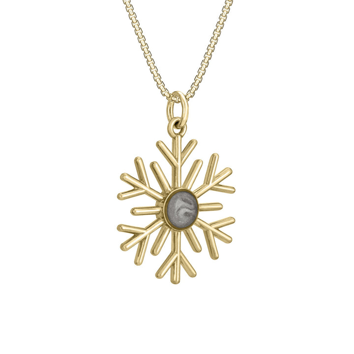 Side of Close By Me's 14K Yellow Gold Snowflake Cremation Necklace