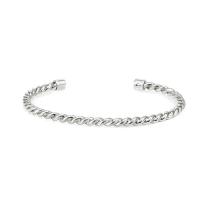 Cable Cuff Cremation Bracelet in Sterling Silver showing the back of the bracelet.
