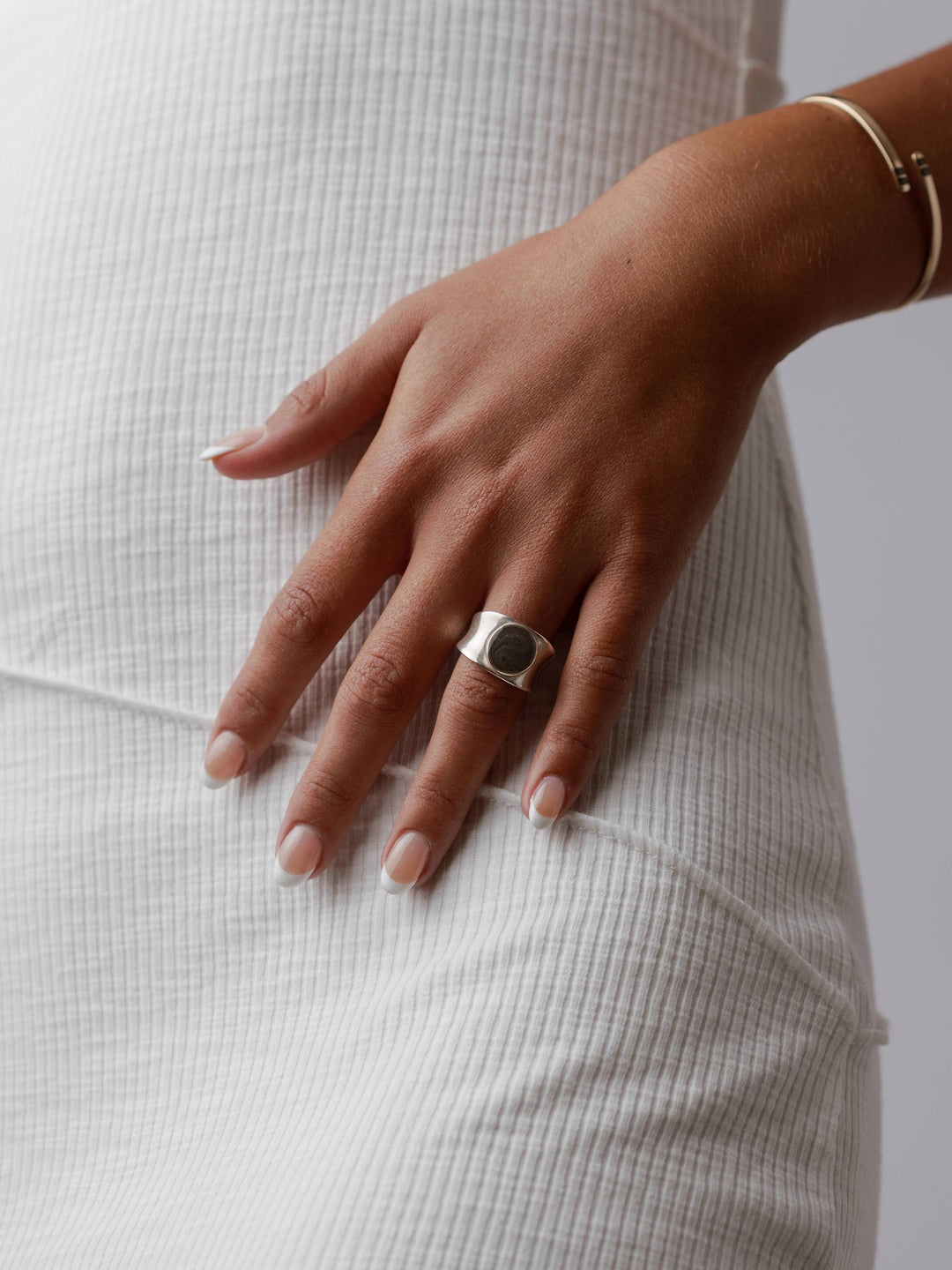 Concave Band Cremation Ring in Sterling Silver