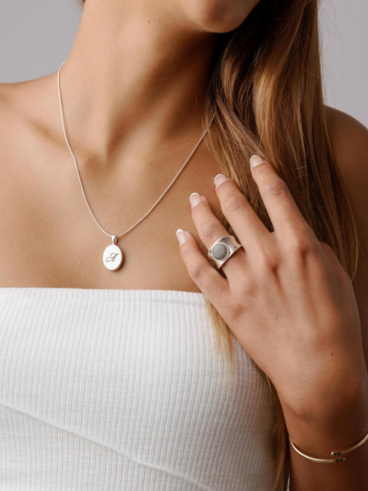 Concave Band Cremation Ring in Sterling Silver