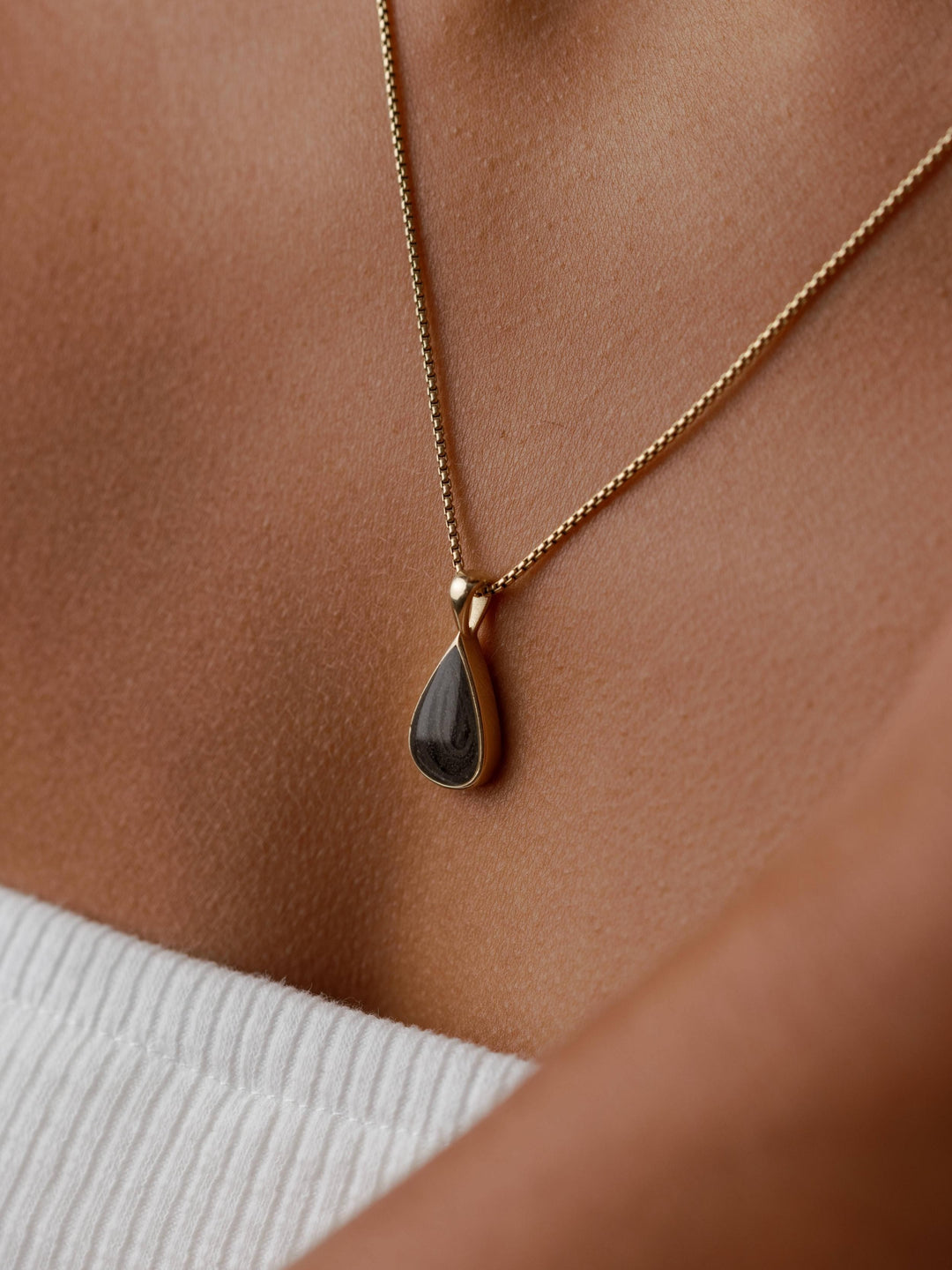 Fancy Bail Teardrop Cremation Necklace in Sterling Silver