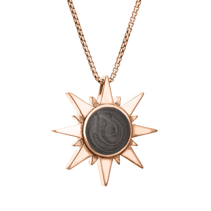 The Sun Ashes Pendant in 14K Rose Gold by close by me from the side