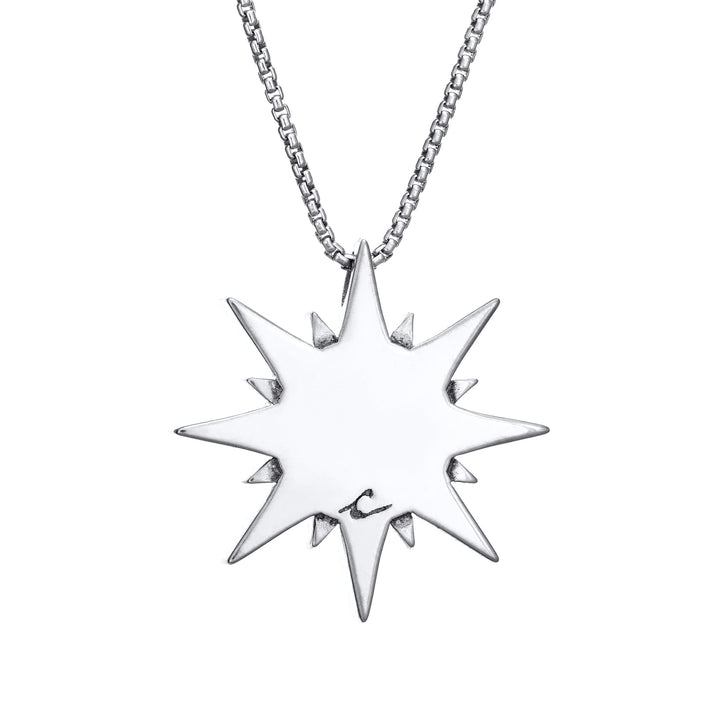 The Sun Cremated Remains Pendant in 14K White Gold by close by me from the back