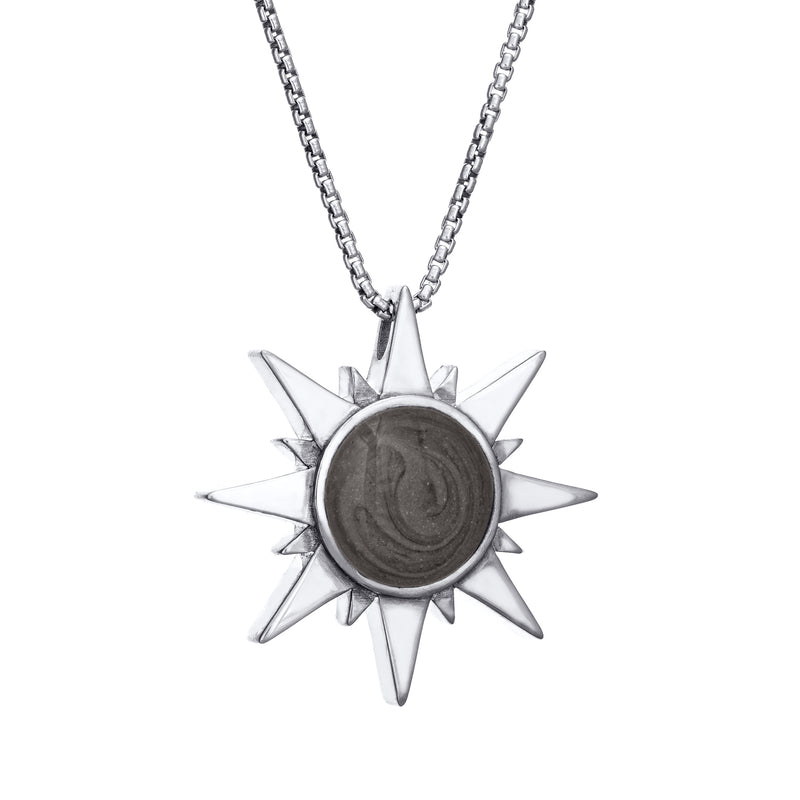 The Sun Cremated Remains Pendant in 14K White Gold by close by me from the side