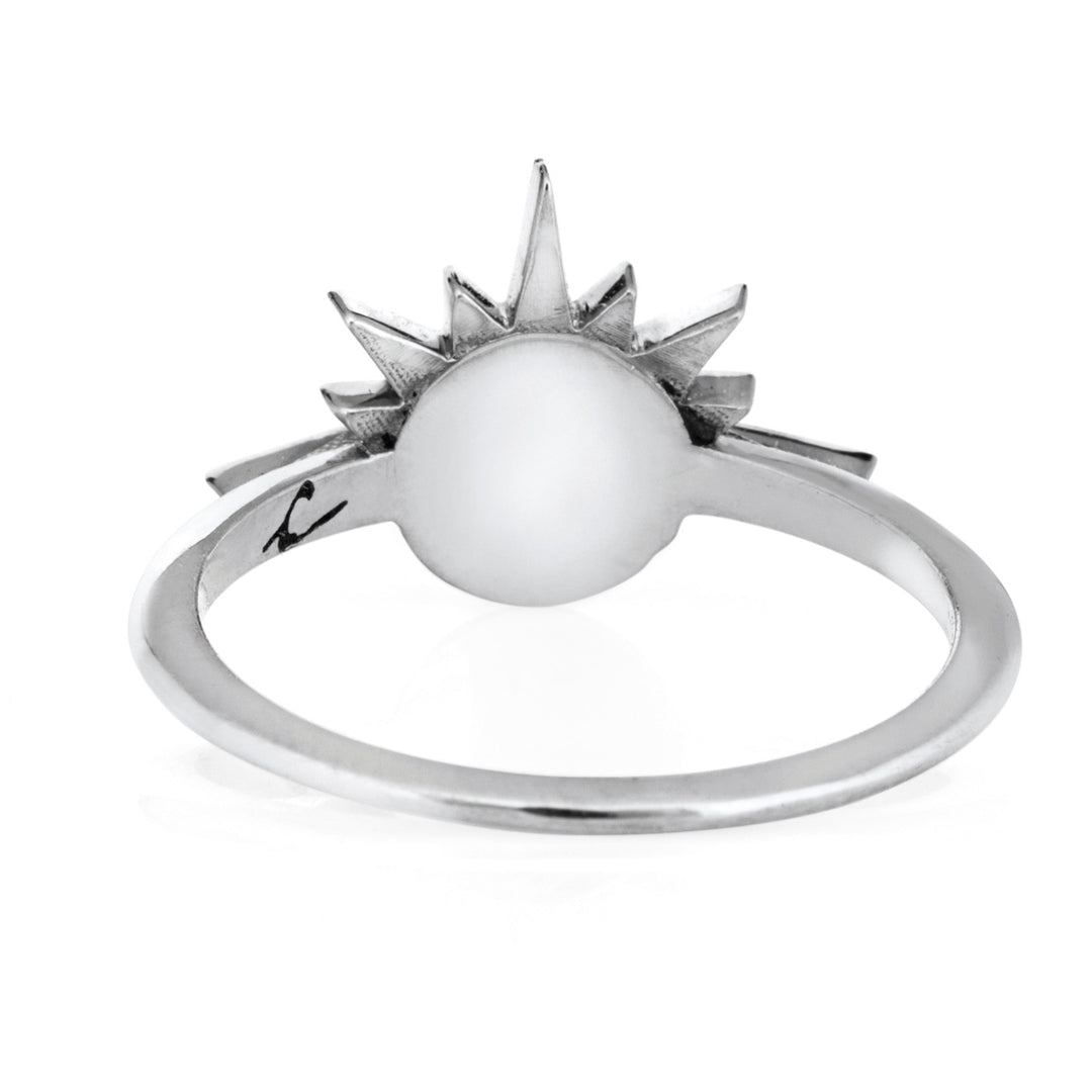 Sunrise Cremation Ring in 14K White Gold