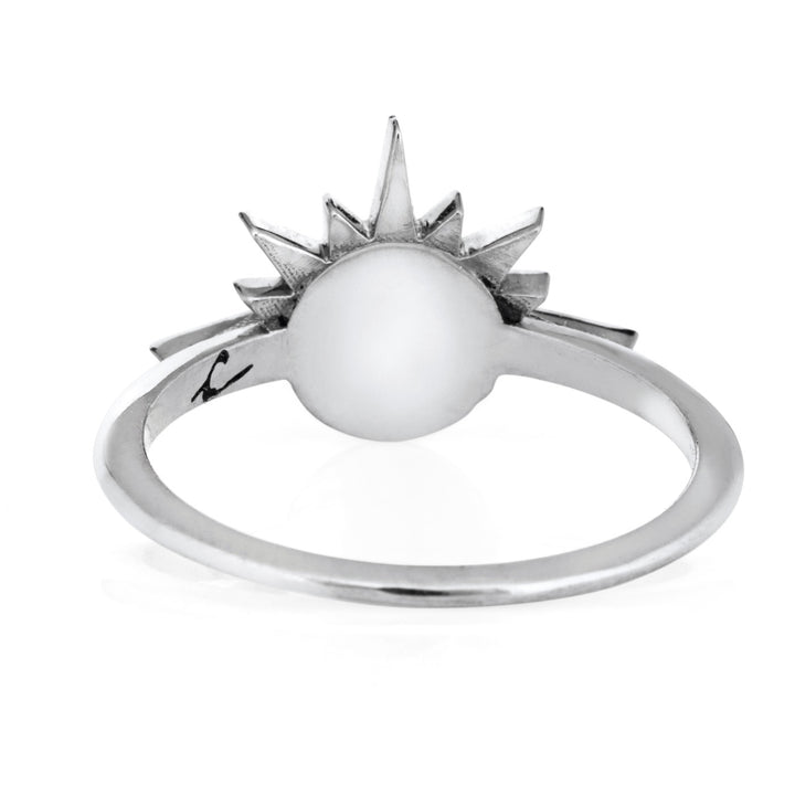 Sunrise Cremation Ring in 14K White Gold