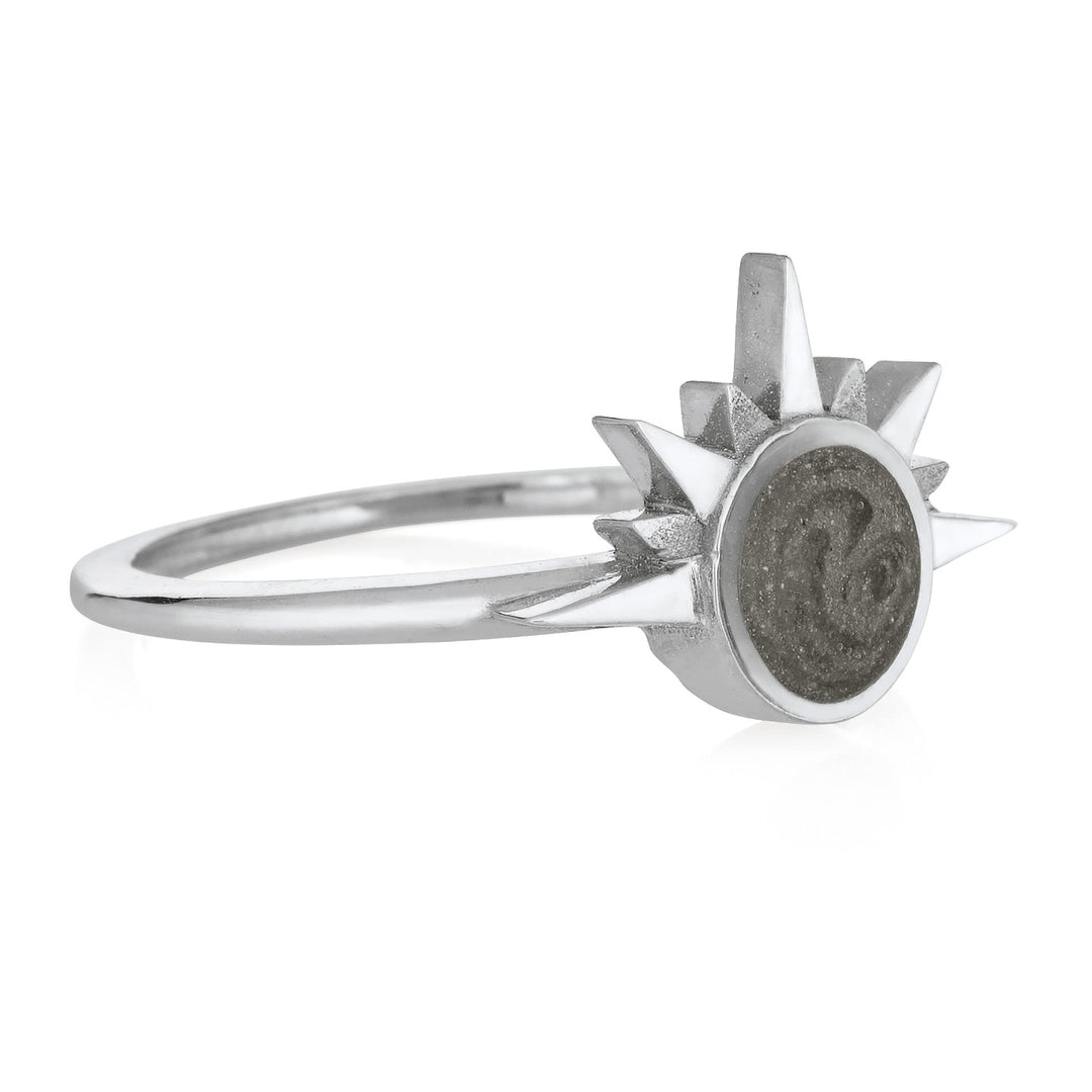 Sunrise Cremation Ring in 14K White Gold