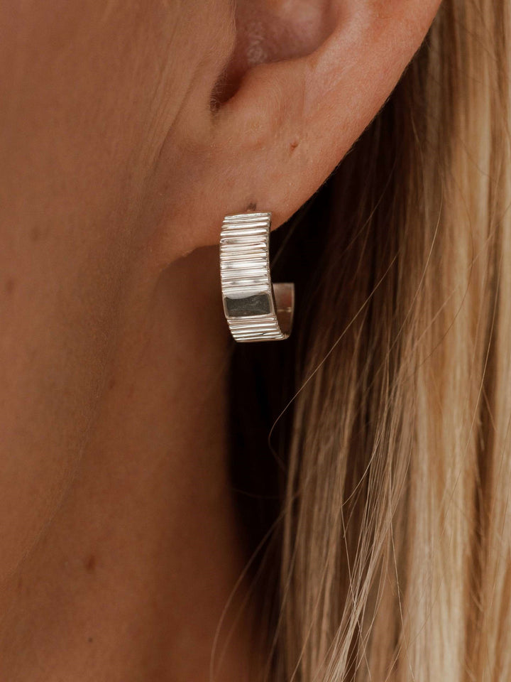 Tessa Open Hoop Cremation Earrings in 14K White Gold