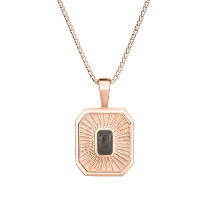 Close-up front view of Close By Me's Tessa Cremation Pendant in 14K Rose Gold, set against a solid white background.
