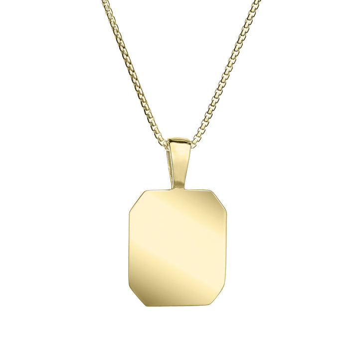 Close-up back view of Close By Me's Tessa Cremation Pendant in 14K Yellow Gold, set against a solid white background.