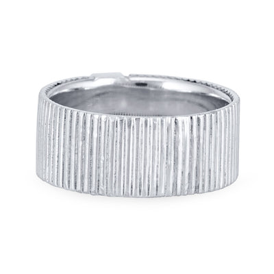 Close-up, back view of Close By Me's Tessa Cremation Ring in 14K White Gold, set against a solid white background.