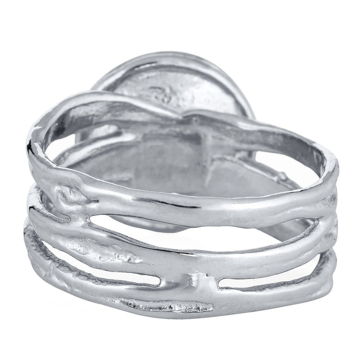 Textured Band Cremation Ring in 14K White Gold