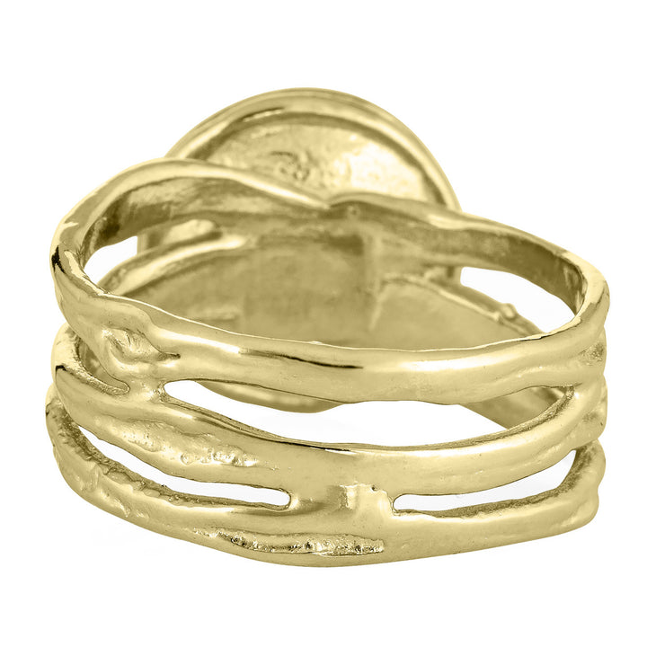 Textured Band Cremation Ring in 14K Yellow Gold
