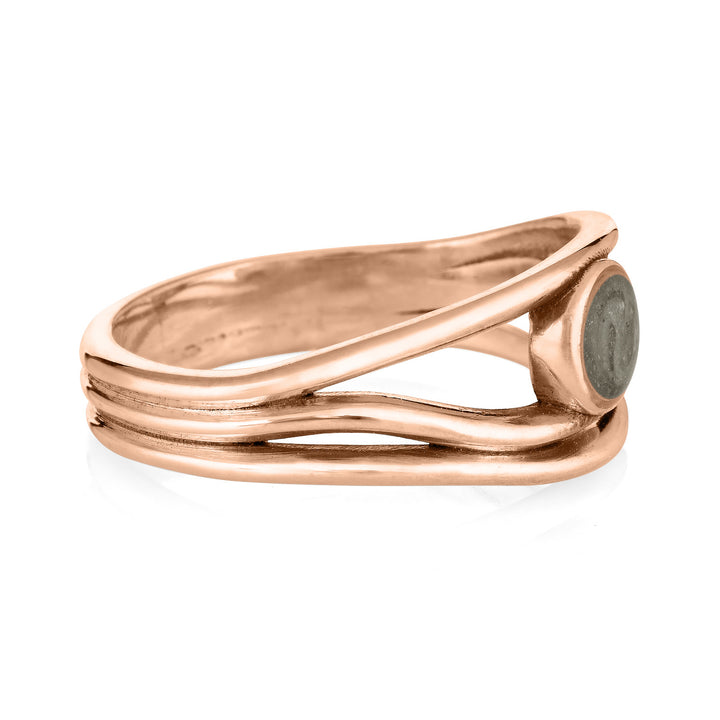 Three Band Cremation Ring in 14K Rose Gold
