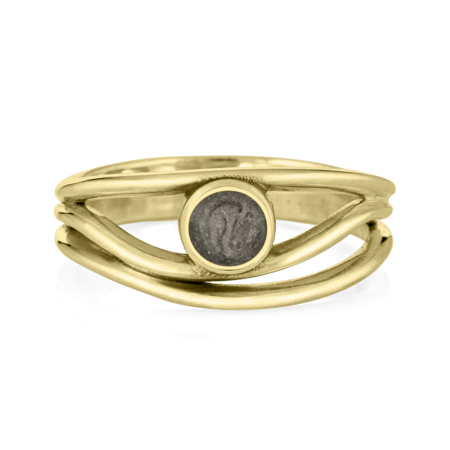 the three band ashes ring design by close by me jewelry in 14k yellow gold