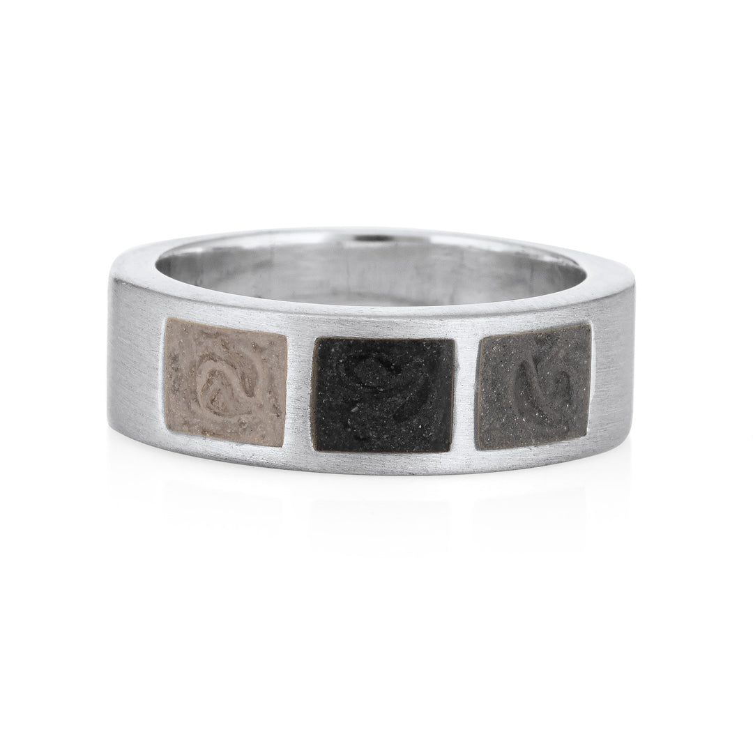 Three Setting Classic Band Cremation Ring in 14K White Gold