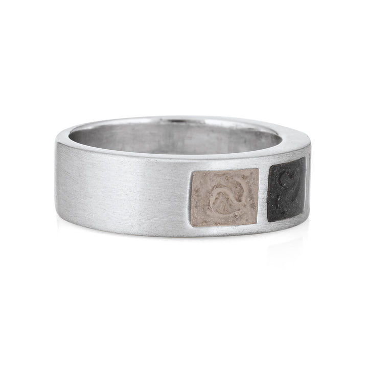 Three Setting Classic Band Cremation Ring in 14K White Gold