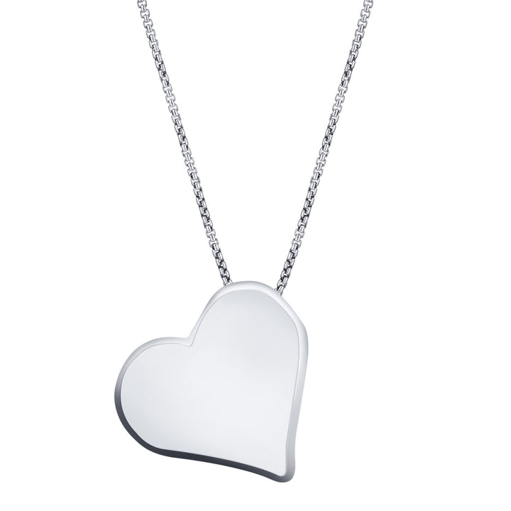 The 14K White Gold Heart Shaped Pendant with ashes, designed by close by me with a hidden bail to make the piece tilt, from the back