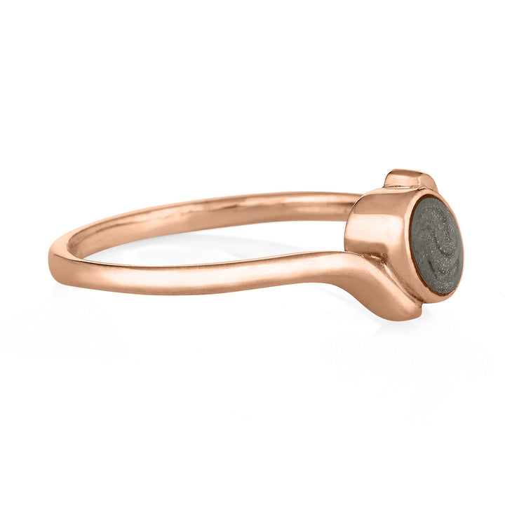 Tilted Oval Cremation Ring in 14K Rose Gold