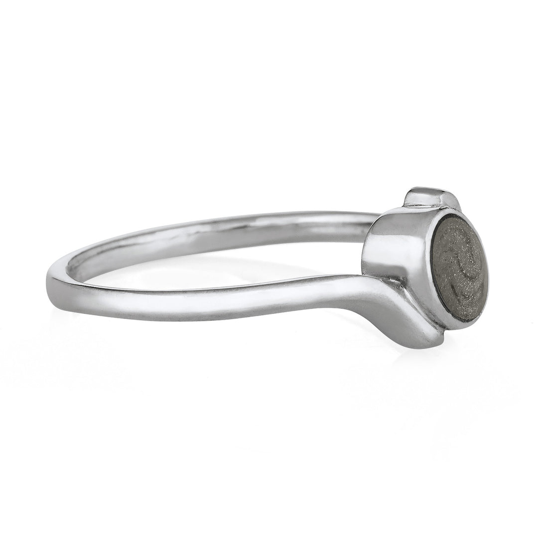 Tilted Oval Cremation Ring in 14K White Gold