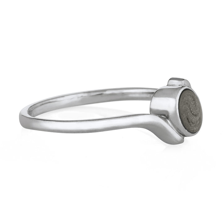 Tilted Oval Cremation Ring in 14K White Gold