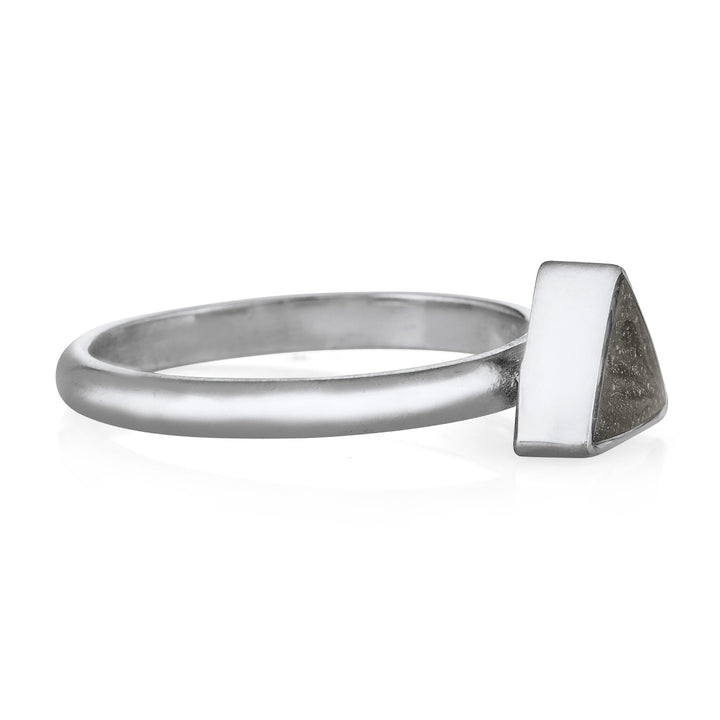 Triangle Stacking Cremation Ring in 14K White Gold