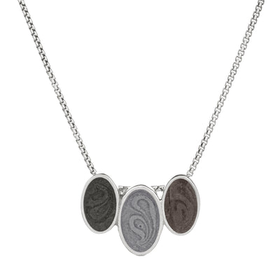 The Sterling Silver Triple Oval Ashes Pendant by close by me jewelry from the front
