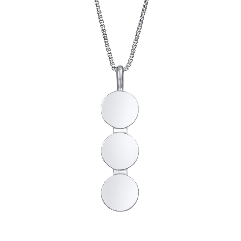The Triple Setting Circle Memorial Necklace designed and set with three sets of cremated remains in 14K White Gold by close by me jewelry from the back