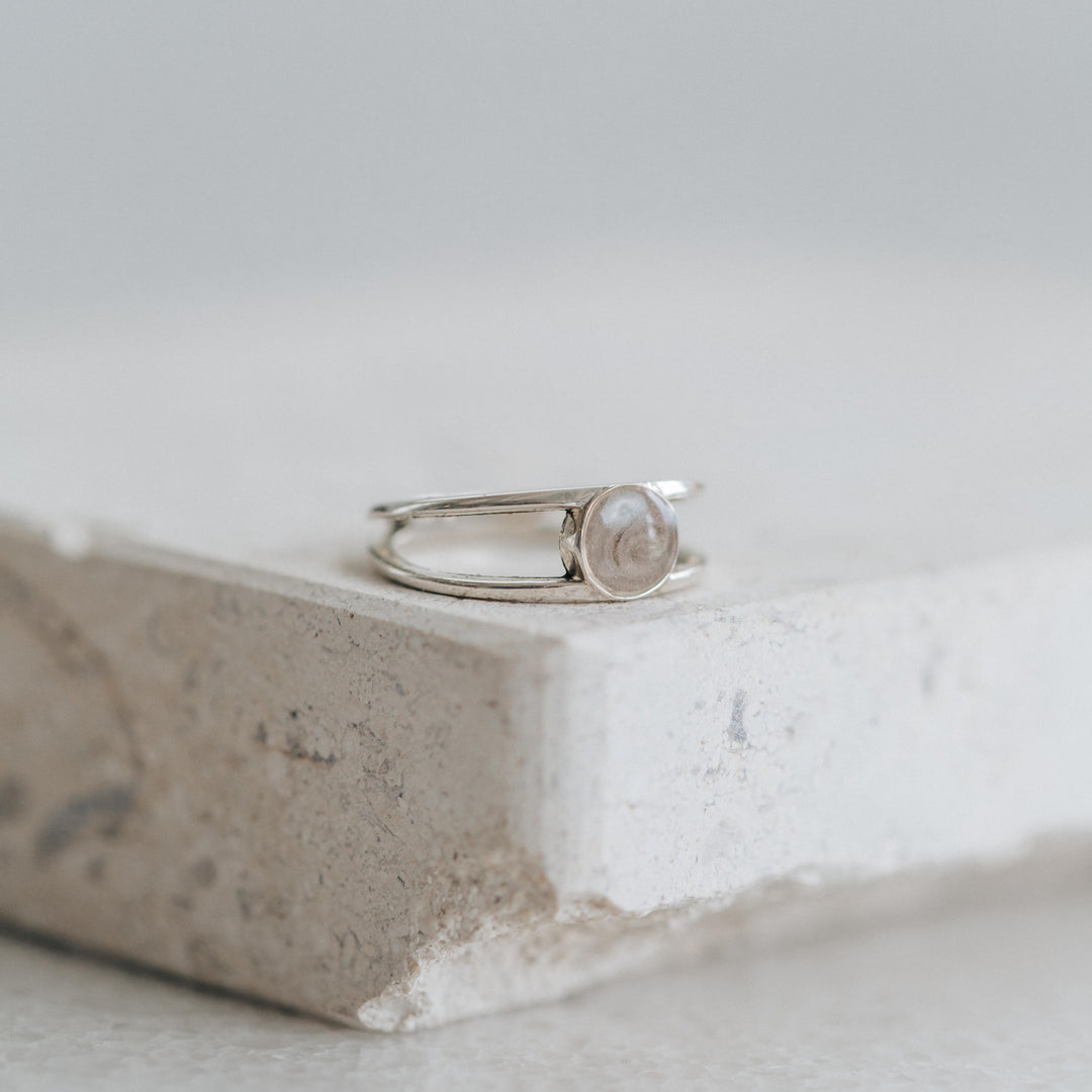 Twin Band Cremation Ring in 14K Rose Gold