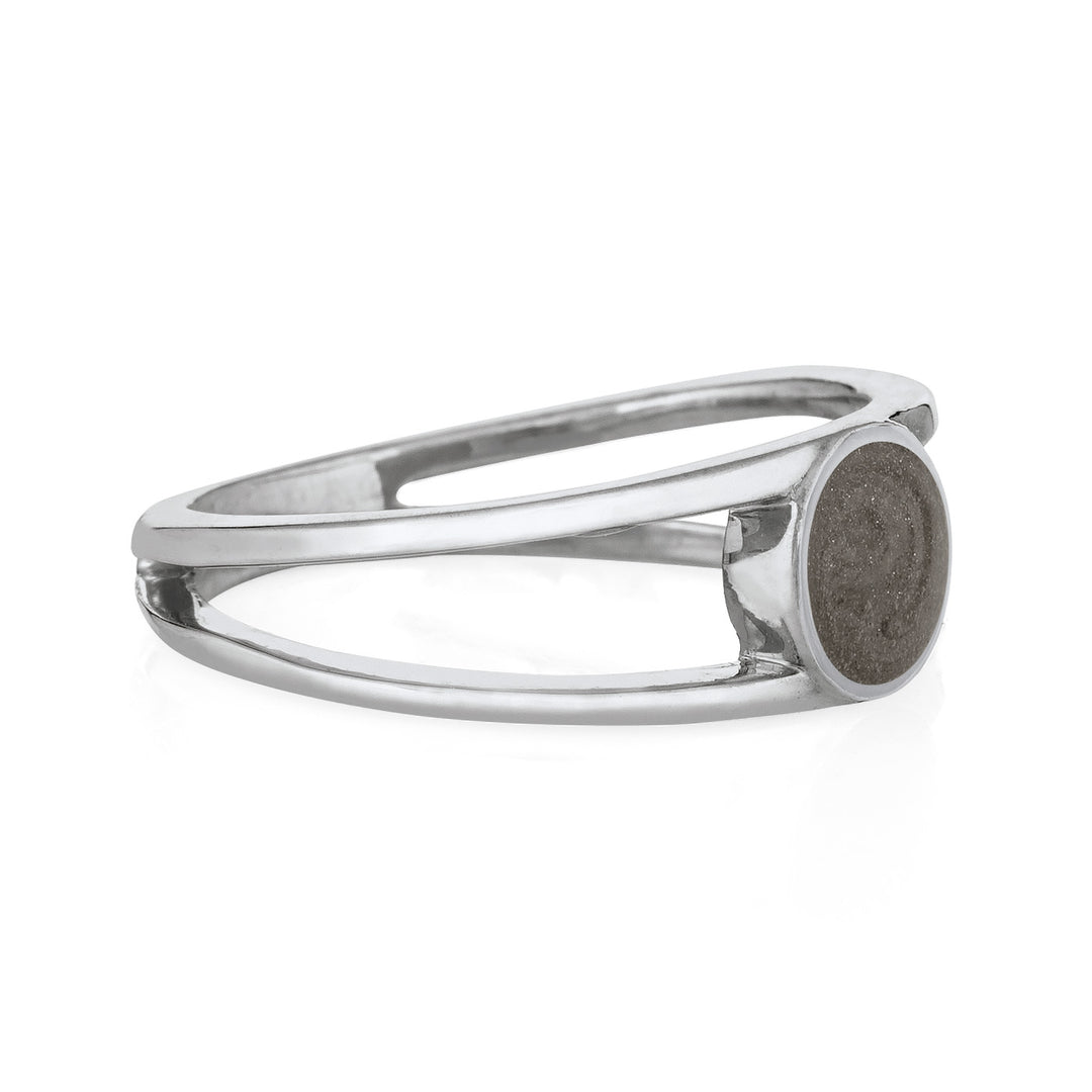 Twin Band Cremation Ring in 14K White Gold