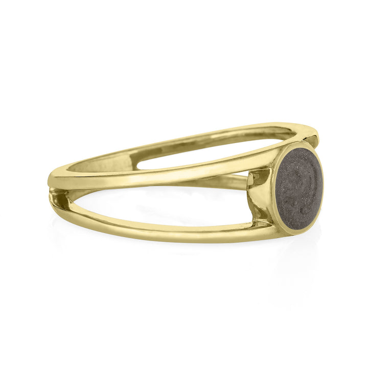 Twin Band Cremation Ring in 14K Yellow Gold