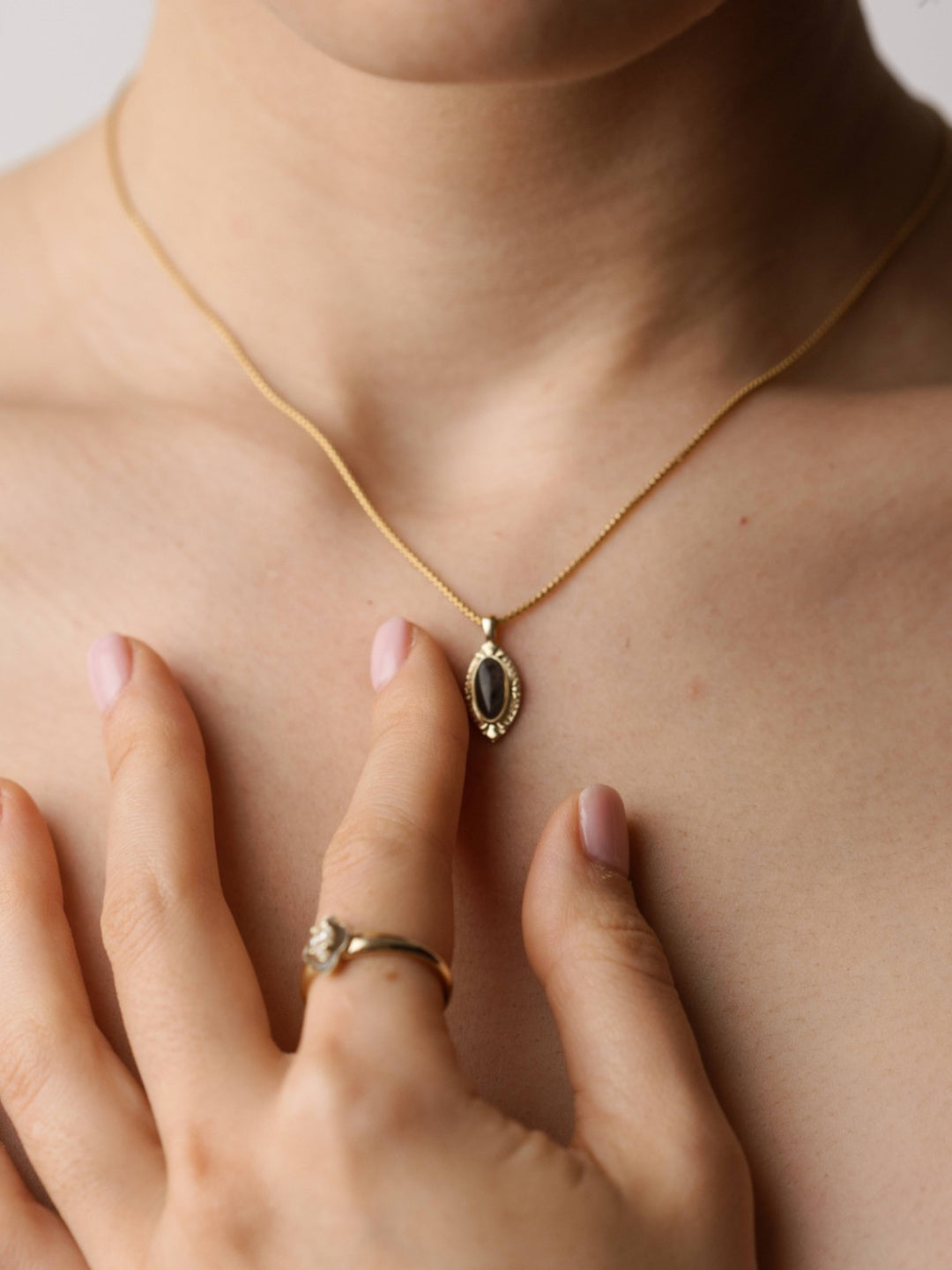 Vintage Marquise Cremation Necklace in 14K Rose Gold