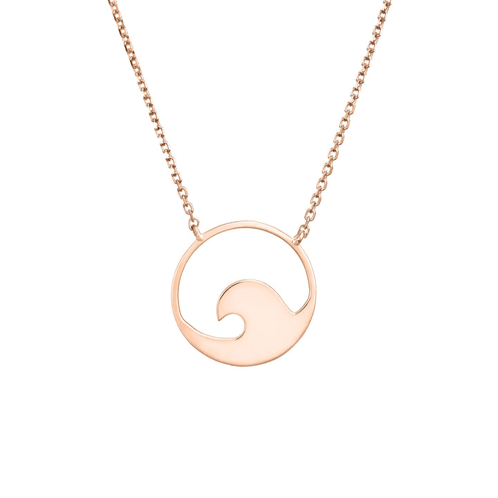 The Wave Cremation Necklace by close by me jewelry in 14K Rose Gold from the back