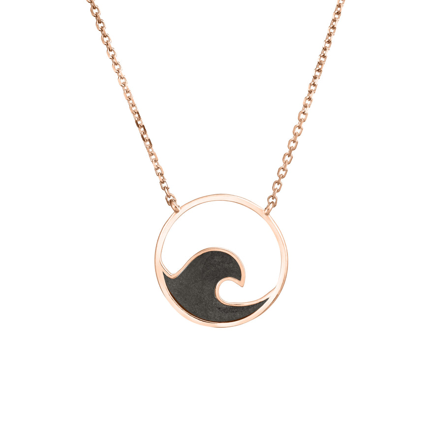 The Wave Cremation Necklace by close by me jewelry in 14K Rose Gold from the front