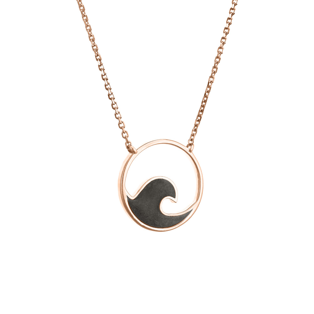The Wave Cremation Necklace by close by me jewelry in 14K Rose Gold from the side