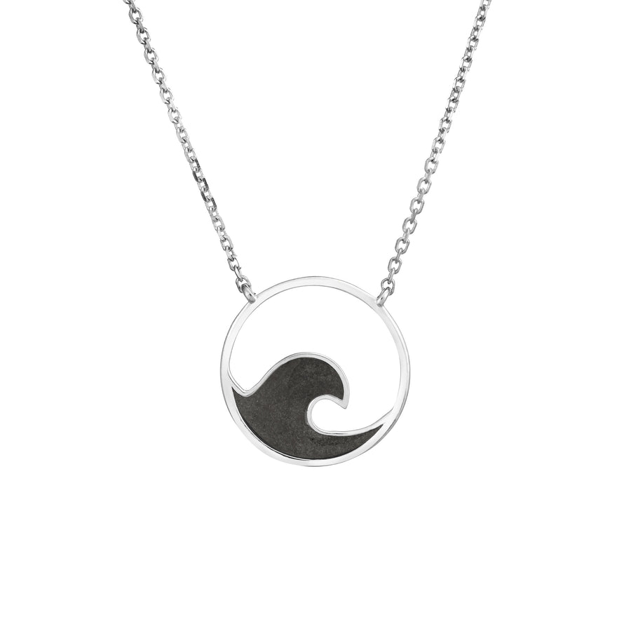 The Wave Cremation Necklace by close by me jewelry in sterling silver from the front