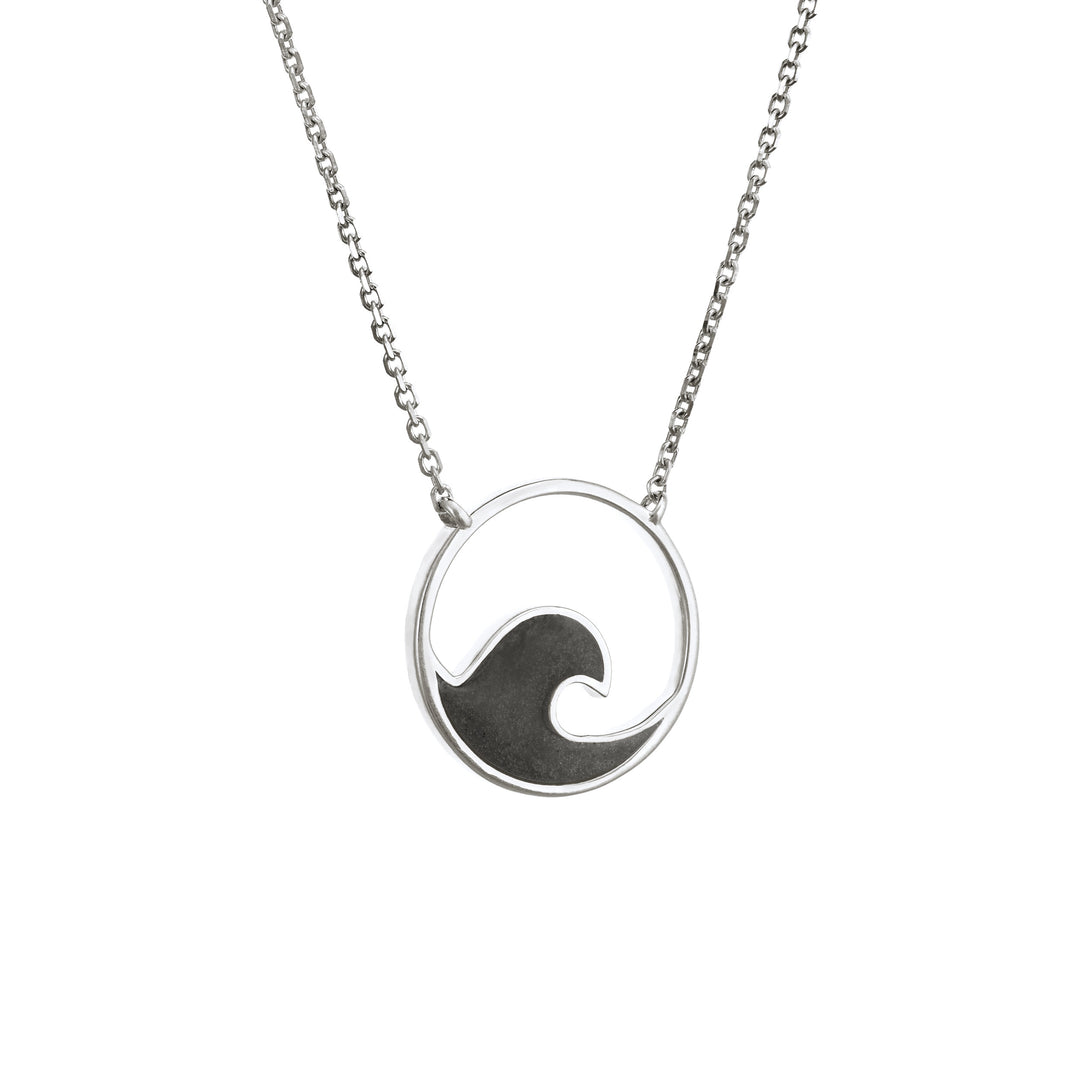 The Wave Cremation Necklace by close by me jewelry in sterling silver from the side