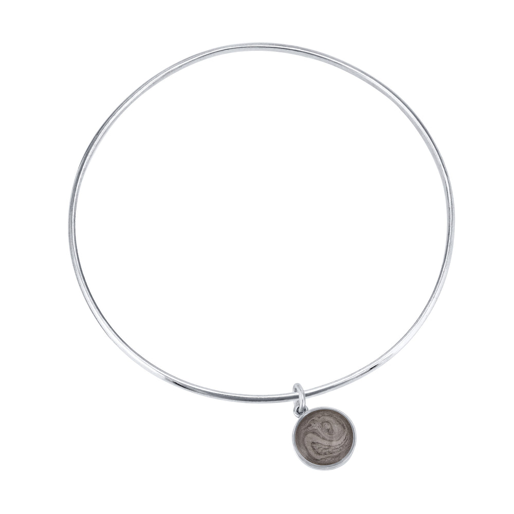 14k White Gold Single Bangle Cremation Bracelet with dome pendant from the top