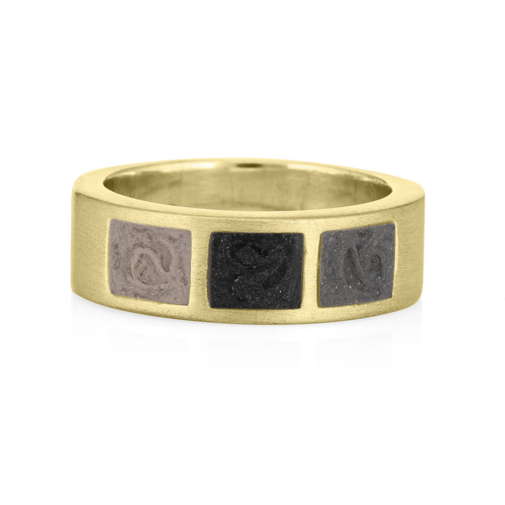 Three Setting Classic Band Cremation Ring in 14K Yellow Gold