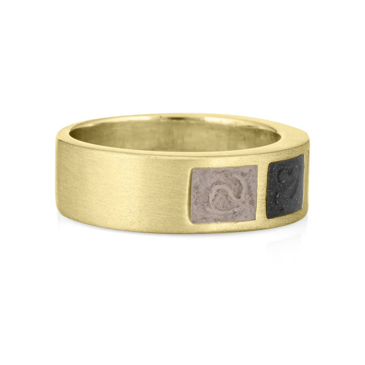 Three Setting Classic Band Cremation Ring in 14K Yellow Gold