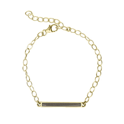 14k Yellow Gold Thin Lateral Bar Cremation Bracelet shown from the top with a white background