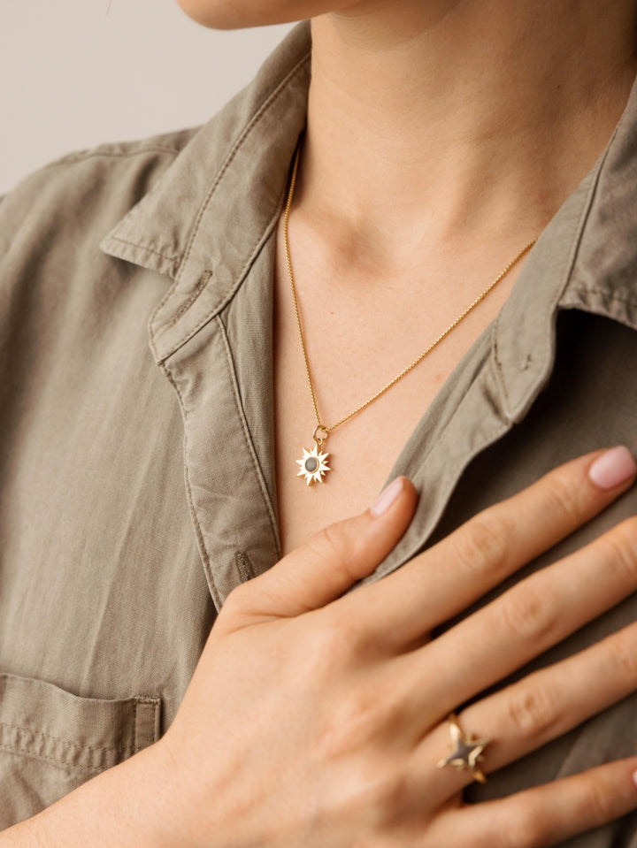 You Are My Sunshine Cremation Necklace in 14K White Gold